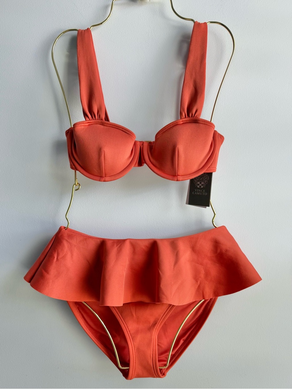 Vince Camuto Women's Cinnabar Underwire Bikini Top & Skirted Bottoms Size XS